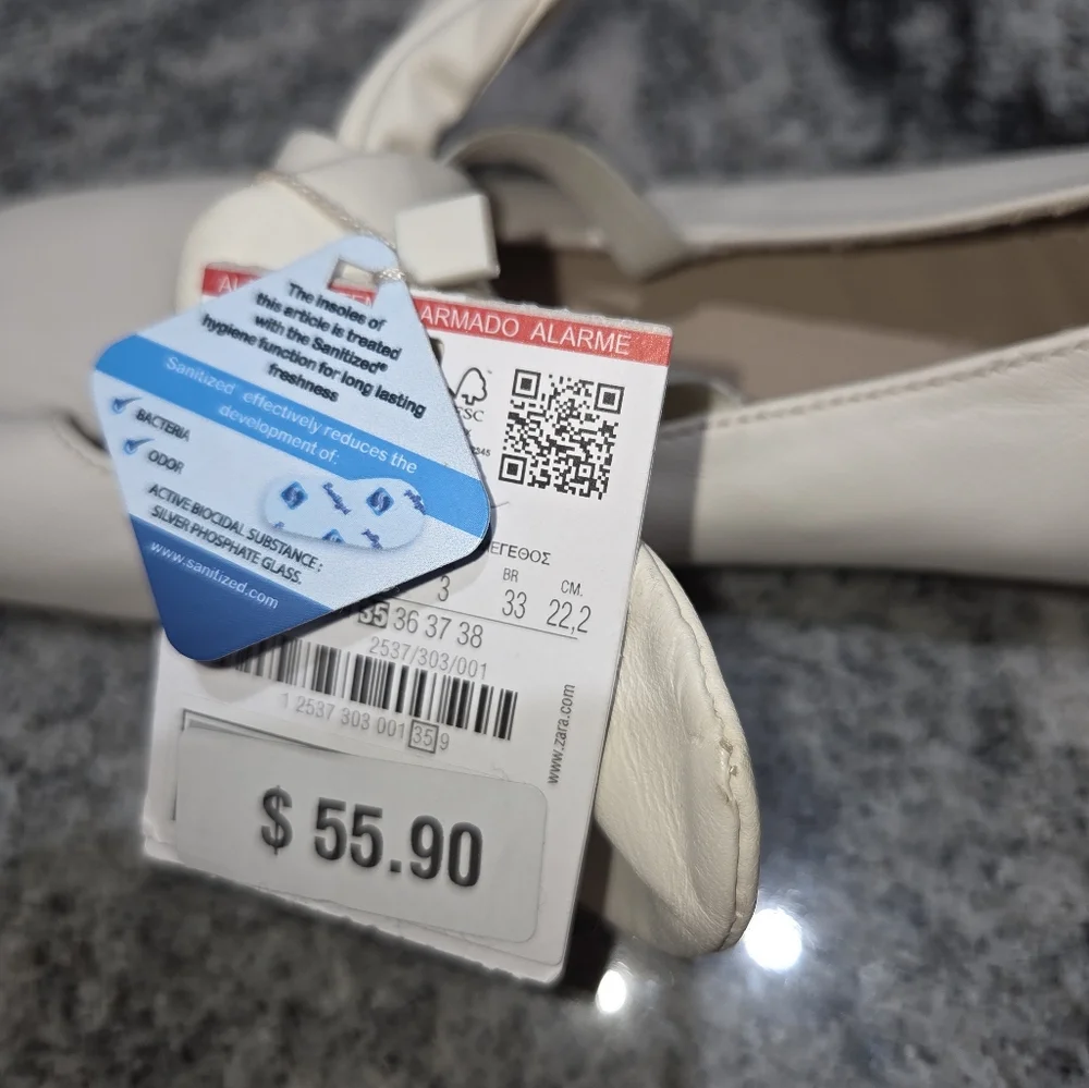 Zara Kids Dressy Cream Ballet Flats With Bow Size 3